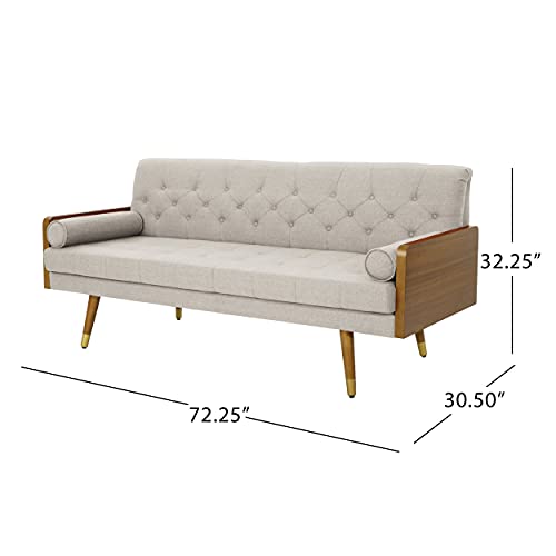 Christopher Knight Home Aidan Mid Century Modern Tufted Fabric Sofa, Beige