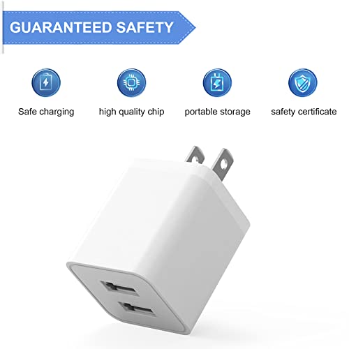 6Pack USB Wall Charger, iGENJUN 2.4A Phone Charger Dual USB Port Cube Power Plug Adapter Fast Wall Charger Block Compatible with iPhone 14/14 Pro/13/13 Pro, Samsung Galaxy, Pixel, LG, Android-White
