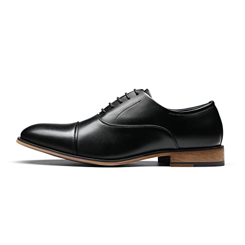 Bruno Marc Mens Lace Up Soft Cap-Toe Formal Dress Shoes, 2/Black - 8 (Oxford)