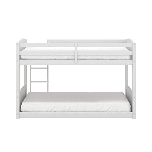 Hillsdale Alexis Contemporary Wood Arch Twin Over Twin Floor Bunk Bed with Slats, White