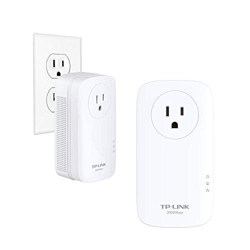 TP-Link AV2000 Powerline Adapter - 2 Gigabit Ports, Ethernet Over Power, Plug&Play, Power Saving, 2x2 MIMO, Noise Filtering, Extra Power Socket for other Devices, Ideal for Gaming (TL-PA9020P KIT)