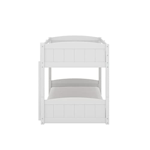 Hillsdale Alexis Contemporary Wood Arch Twin Over Twin Floor Bunk Bed with Slats, White