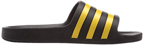 adidas Unisex Adilette Aqua Slides Sandal, Core Black Gold Metallic Core Black, 4 US Men