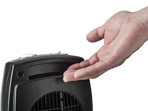 Lasko Ceramic Tabletop Space Heater for Home with Adjustable Thermostat and 2 Speeds, 9 Inches, Black, 1500W, CD09250