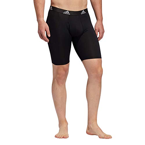 adidas Men's Performance Long Boxer Brief Underwear (3-Pack), Black/Light Onix Grey, Medium
