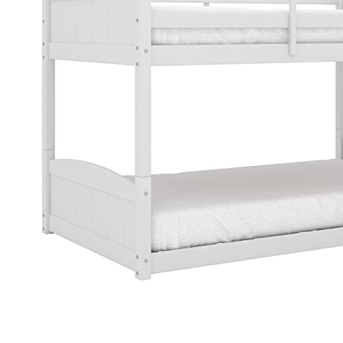 Hillsdale Alexis Contemporary Wood Arch Twin Over Twin Floor Bunk Bed with Slats, White
