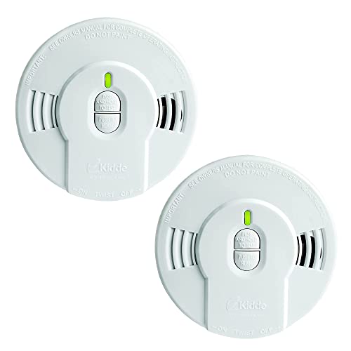 Kidde Smoke Detector, 10-Year Battery, LED Indicators, Replacement Alert, Test-Reset Button, 2 Pack & Smoke Detector, 9V Battery Operated Smoke Alarm, Test-Reset Button, Battery Included