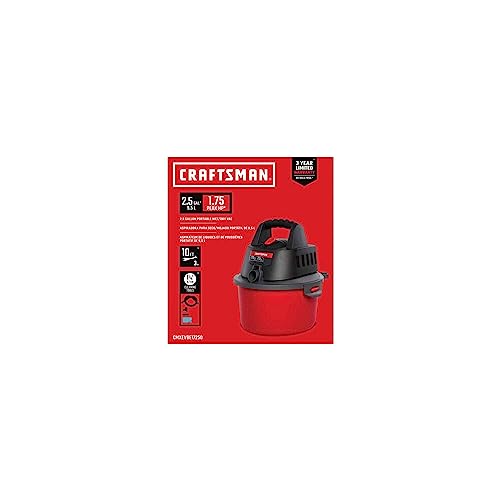 CRAFTSMAN CMXEVBE17250 2.5 Gallon 1.75 Peak HP Wet/Dry Vac, Portable Shop Vacuum with Attachments
