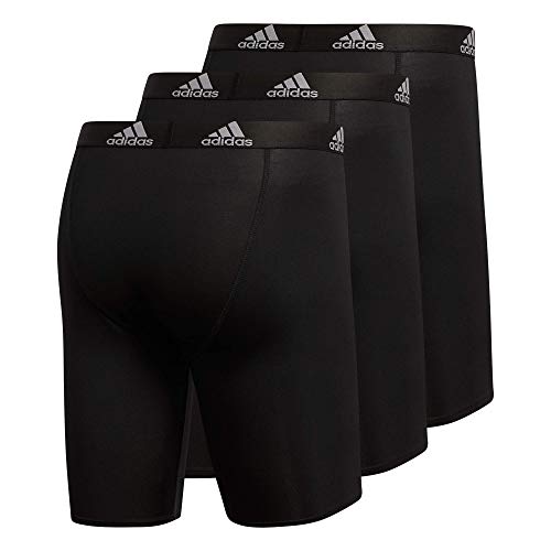 adidas Men's Performance Long Boxer Brief Underwear (3-Pack), Black/Light Onix Grey, Medium
