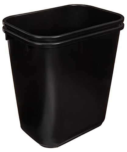 Amazon Basics 7 Gallon Rectangular Commercial Office Wastebasket, 2 Pack, Black (Previously AmazonCommercial brand)