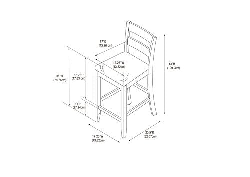 Linon Merlot Soho Armless Barstool Triena Stool, Bar Height