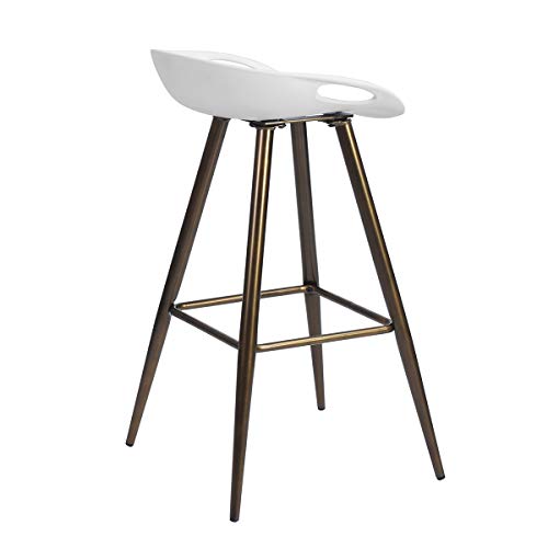 Homy Casa Inc Set of 2 Modern Simple Bar Stools,32.3" Counter Height Bar Stools Bar Chair with Low Backrest&Footrest for Home Bar Kitchen Dining Room Living Room Pub, White & Bronze