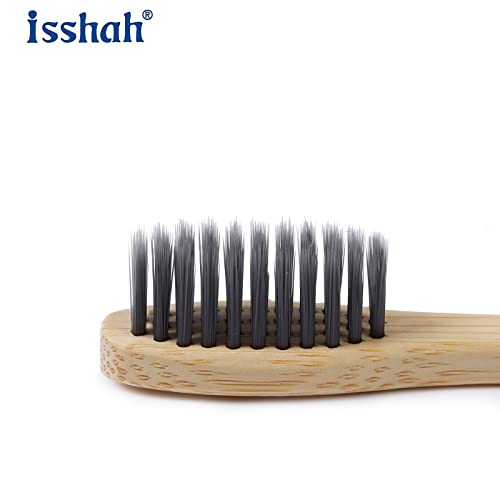 Isshah Biodegradable Eco-Friendly Natural Bamboo Charcoal Toothbrushes - 12 Count