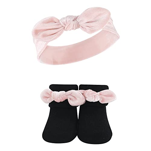 Hudson Baby Infant Girl Headband and Socks Set, Velvet Knot, 0-9 Months