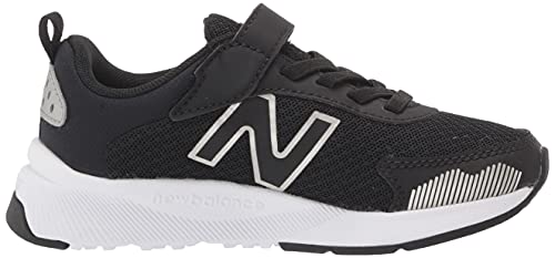 New Balance Kid's Dynasoft 545 V1 Hook and Loop Running Shoe, Black/White/Silver Metallic, 1.5 Little Kid