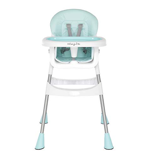 Dream On Me Portable 2-in-1 Tabletalk High Chair, Convertible Compact High Chair, Light Weight Portable Highchair, Aqua