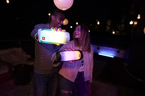 JBL Pulse 4 - Portable Bluetooth Speaker with 360 degrees LED lights, powerful sound and deep bass, IPX7 waterproof, 12 hours of playtime, JBL PartyBoost for multiple speaker pairing (White)