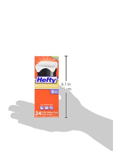 Hefty Trash Bags/Garbage Bags, Flap Tie, 8 Gallon, Medium - 24 Count (Pack of 12)