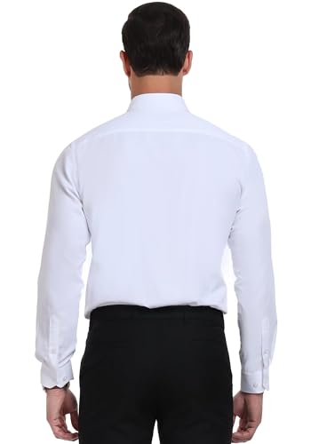 BONOW Dress Shirt for Men White Formal Full Sleeves Regular Fit Business Stretch Button Down Shirts S