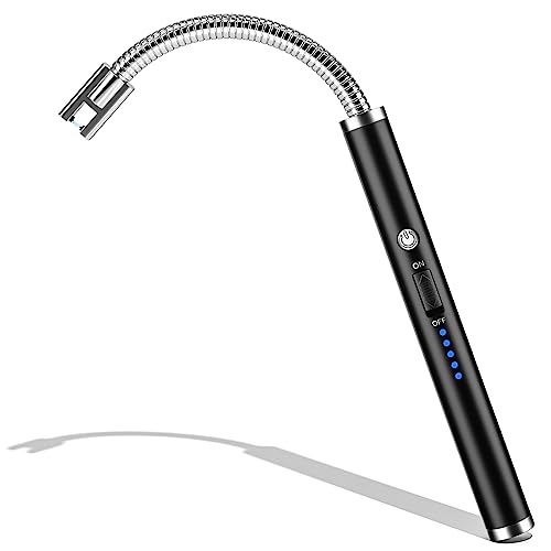 NESAPTO Electric Lighter, Candle Lighter Rechargeable Long Lighter with Flexible Neck LED Battery Display, USB Plasma Flameless Lighter for Candle Camping Grill Fireworks
