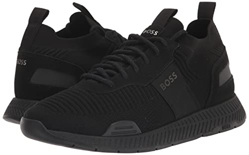 BOSS mens Mesh Mix Running Sneaker, Black Oil, 10 US