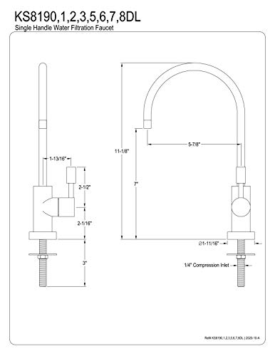 Kingston Brass KS8190DL Concord Water Filtration Faucet, 5-7/8" in Spout Reach, Matte Black