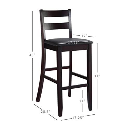 Linon Merlot Soho Armless Barstool Triena Stool, Bar Height