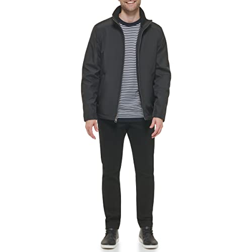 Calvin Klein Men's Stand Collar Poly Jacket, Black, Medium
