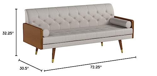 Christopher Knight Home Aidan Mid Century Modern Tufted Fabric Sofa, Beige