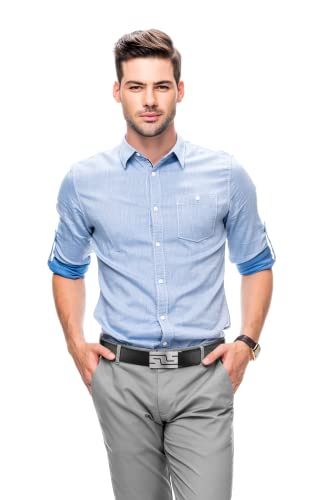 Zitahli Belt Men, Ratchet Belt Dress with 1 3/8" Genuine Leather,Slide Belt with Easier Adjustable Automatic Buckle,Trim to Fit Size 26"-32"