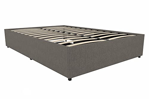 DHP Maven Upholstered Platform Bed for Raised Mattress Support with Underbed Storage Drawers, No Box Spring Needed, Queen, Gray Linen