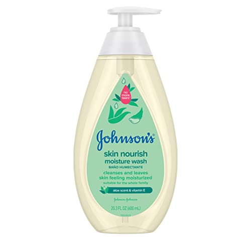 ADD 2 TO YOUR CART! Johnson's Baby Skin Nourishing Moisture Baby Body Wash with Aloe Scent & Vitamin E, Hypoallergenic & Tear Free Bath Wash for The Whole Family, Paraben- & Sulfate-Free, 20.3 fl. oz