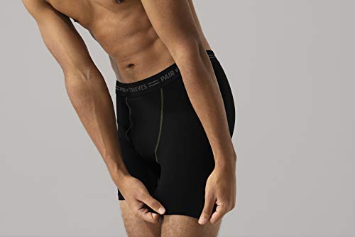 Pair of Thieves Men's 4 Pack Everyday Cotton Boxer Briefs, Black/Grey, Medium