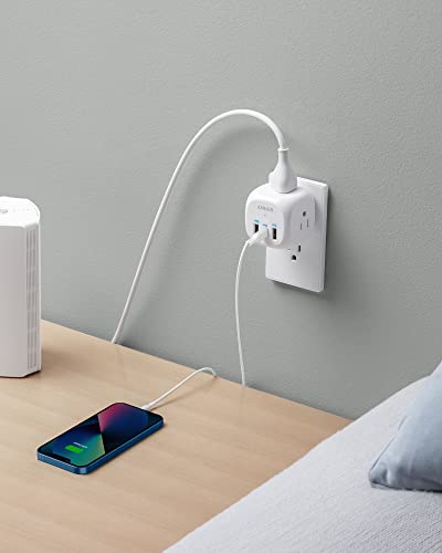 Anker USB C Outlet Extender, 321 Outlet Extender With 3 Outlets and 20W USB C Charging for iPhone 14/13, Power Delivery Charging for School,Dorm,Rooms, Home,Office, Cruise Travel Esstential,TUV Listed
