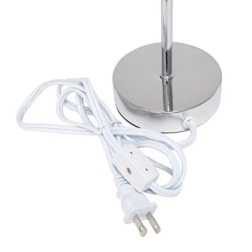 Simple Designs LT2007-WHT-2PK Chrome Mini Basic Table Lamp with Fabric Shade 2 Pack Set, White