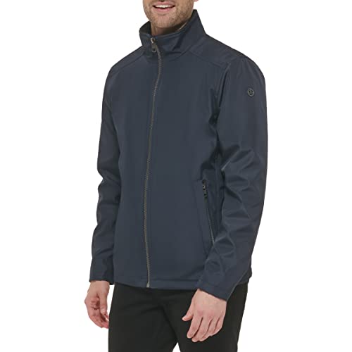 Calvin Klein Men's Stand Collar Poly Jacket, True Navy, Large