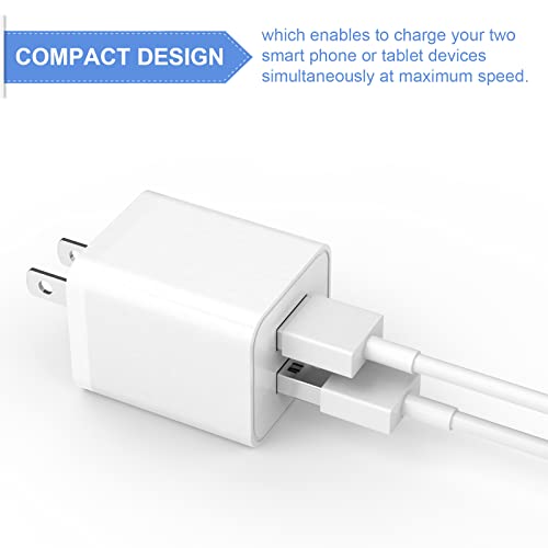 6Pack USB Wall Charger, iGENJUN 2.4A Phone Charger Dual USB Port Cube Power Plug Adapter Fast Wall Charger Block Compatible with iPhone 14/14 Pro/13/13 Pro, Samsung Galaxy, Pixel, LG, Android-White