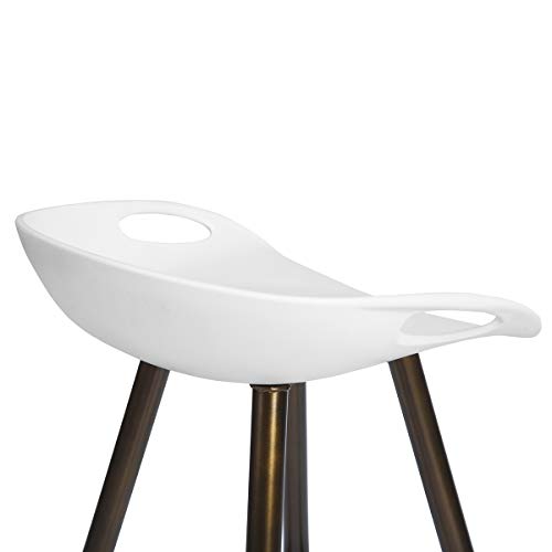Homy Casa Inc Set of 2 Modern Simple Bar Stools,32.3" Counter Height Bar Stools Bar Chair with Low Backrest&Footrest for Home Bar Kitchen Dining Room Living Room Pub, White & Bronze