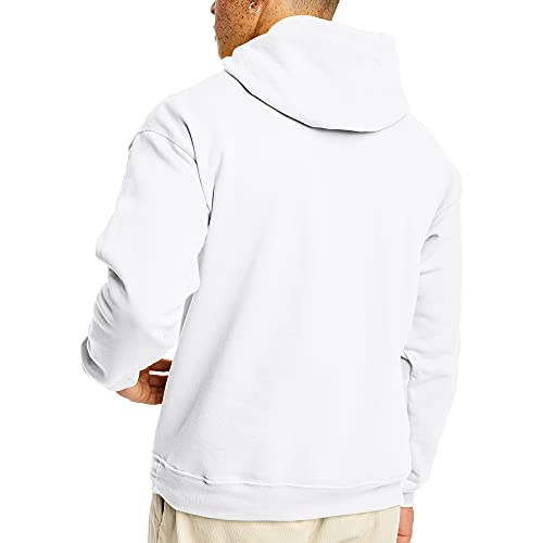 Hanes Men's Pullover EcoSmart Hooded Sweatshirt, white, Medium