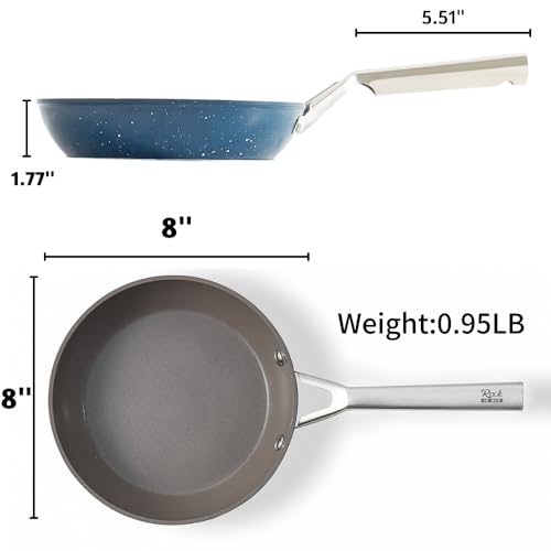 ROCKURWOK 8-Inch Ceramic Pan, Non Stick Frying Pans, Nonstick Ideal for Omelets and Eggs, Ceramic Pan, Durable Skillet PTFE & PFOA & PFAS Free, Induction Safe, Oven and Dishwasher Friendly