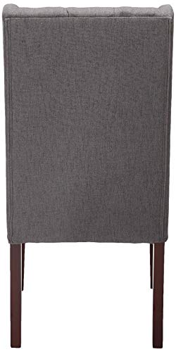 Christopher Knight Home Blythe Tufted Fabric Dining Chairs, 2-Pcs Set, Dark Grey / Brown