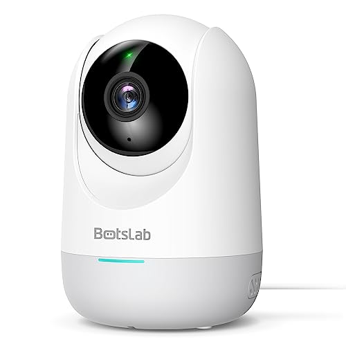 BOTSLAB Smart Pan Tilt Camera, 2K WiFi Indoor Home Security Dome Camera with Human and Motion Detection, Night Vision Baby Monitor, Compatible with Alexa