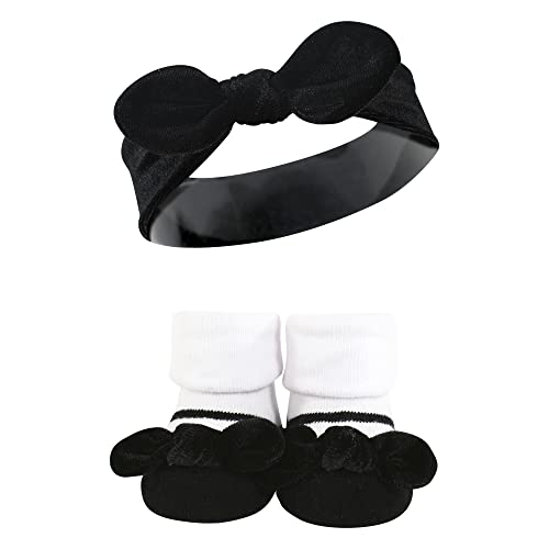 Hudson Baby Infant Girl Headband and Socks Set, Velvet Knot, 0-9 Months