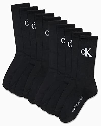 Calvin Klein Men's Athletic Socks - Cushion Crew Socks (10 Pack), Size 7-12, Black Light Grey Logo