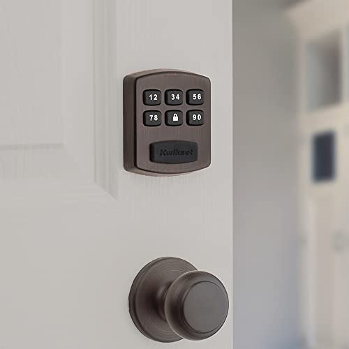 Kwikset 905 Keyless Entry Deadbolt Electronic Door Lock, 6 Button Keypad, Ideal for Garage or Side Door, No Key, Venetian Bronze