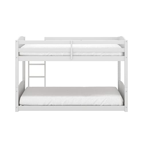 Hillsdale Alexis Contemporary Wood Arch Twin Over Twin Floor Bunk Bed with Slats, White