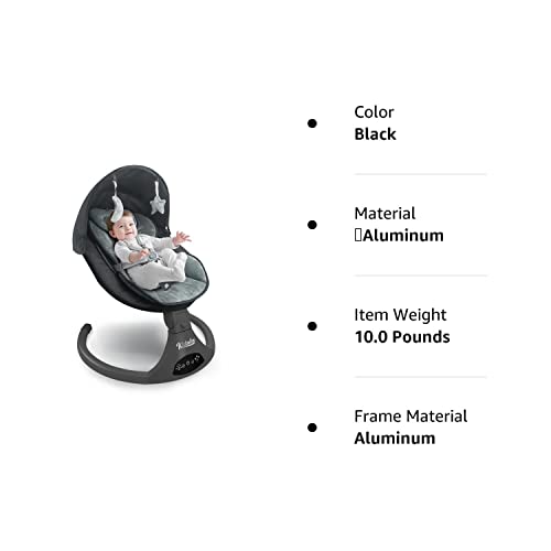 Electric Baby Swing for Infants,5-Speed Baby Swing with 12 Preset Lullabies,Remote Control Baby Rocker with Touch Screen Baby Chair for 5-20 lb,0-9 Months Suitable for Indoor and Outdoor.