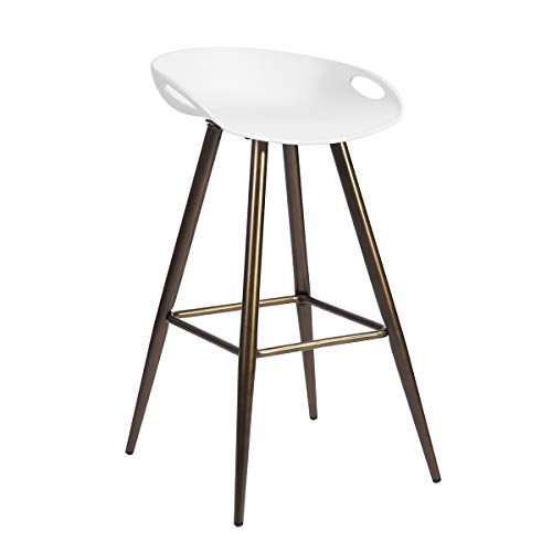 Homy Casa Inc Set of 2 Modern Simple Bar Stools,32.3" Counter Height Bar Stools Bar Chair with Low Backrest&Footrest for Home Bar Kitchen Dining Room Living Room Pub, White & Bronze