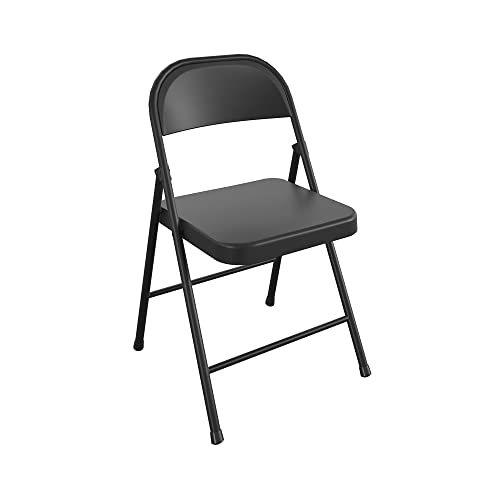 COSCO SmartFold All-Steel Folding Chair, 4-Pack, Black