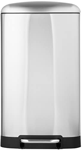 Amazon Basics 40 Liter / 10.5 Gallon Soft-Close, Smudge Resistant Trash Can with Foot Pedal - Brushed Stainless Steel